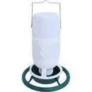 Vogel voeder water Vogels Flesautomaat Voer/Water met plastic pot 1 liter, groen/wit.