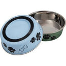 Honden/katten voer/water bakken Jack and vanilla voer/waterbakken pootprint bot blauw