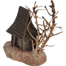 Aquarium decoratie Boon aqua deco ornament polyresin huis met houten boom, 9 cm.