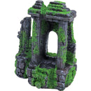 Aquarium decoratie Boon aqua deco ornament polyresin ruïne 3x zuil met poort en mos, 14 cm.