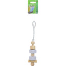Vogelspeelgoed Boon staaf hout met 2x puimsteen, 26 cm.