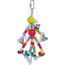 Boon vogelspeelgoed kralen plastic met 4x katoen en bellen, 24 cm.