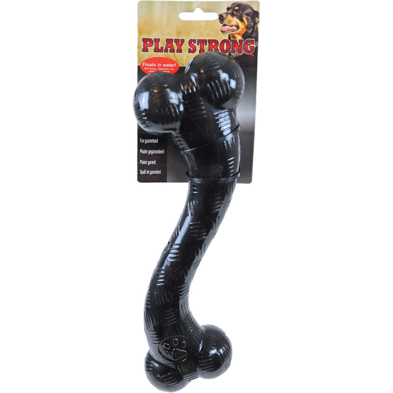 Hondenspeelgoed Play Strong rubber 'S' bot 30 cm, zwart.