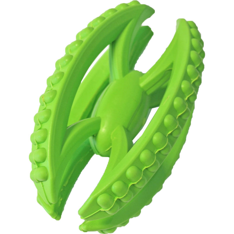 Boon hondenspeelgoed rubber X-rugbybal 13 cm, groen.