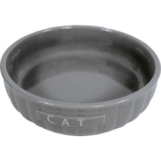 Katten voer/water bakken Kattendrinkschotel steen ribbel taupe, 14 cm.