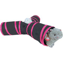 Speeltunnel nylon 'Y' model 85x25 cm, zwart/roze.