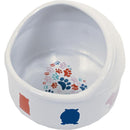 Cavia eetbak anti-mors steen wit met pastel print, 12 cm. - Dierplezier.nl