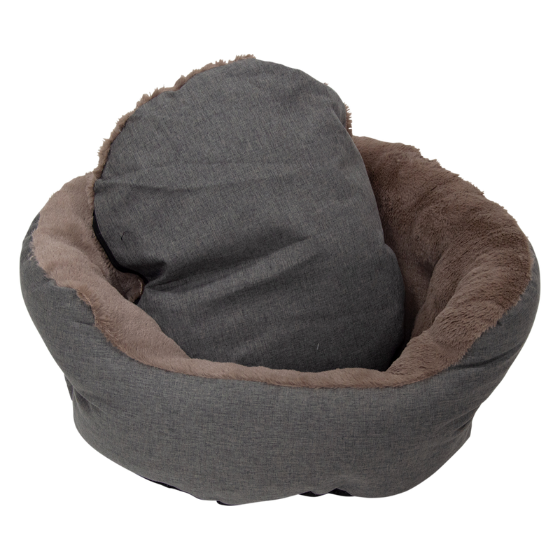 Honden/kattenmanden  JV Nimba Sofa Grijs/Beige  Binnen voering Donker Bruin ( Verkrijgbaar in 3 maten )