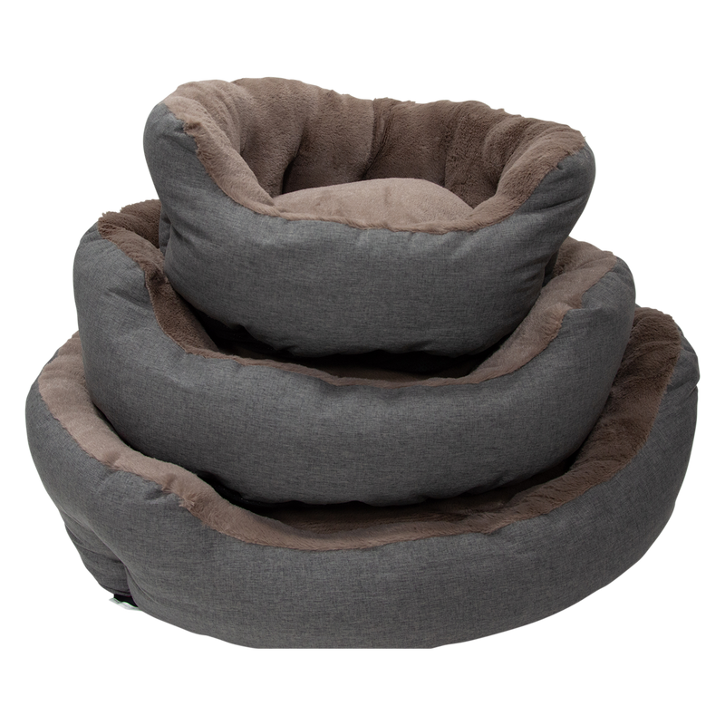 Honden/kattenmanden  JV Nimba Sofa Grijs/Beige  Binnen voering Donker Bruin ( Verkrijgbaar in 3 maten )