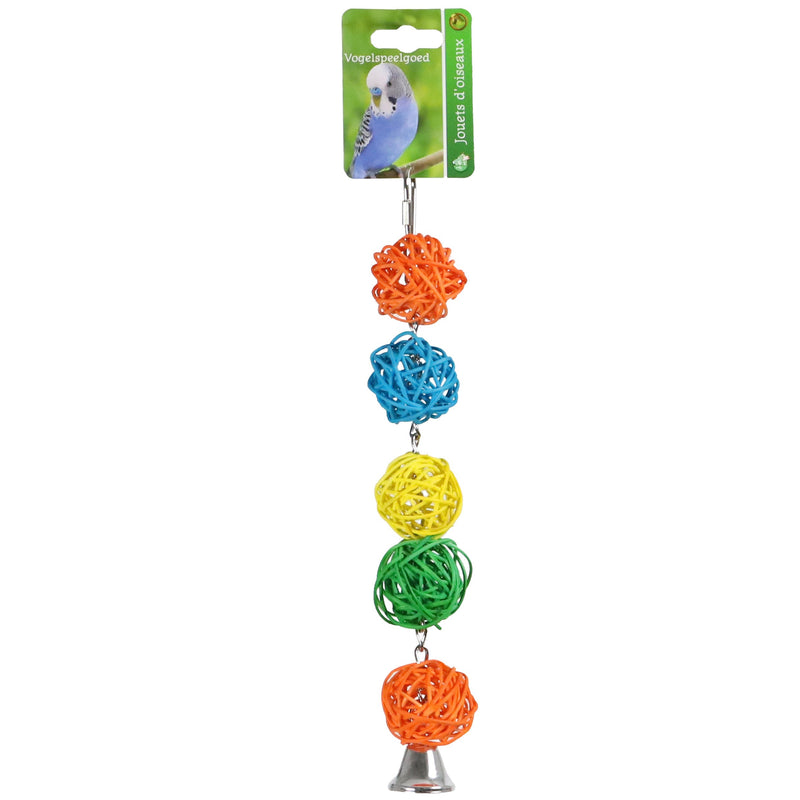 Vogelspeelgoed Boon Boon raffia ballen + bel 27cm
