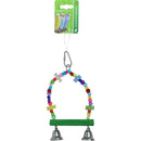 Vogelspeelgoed schommel met kralen en 2x bel, 19 cm.
