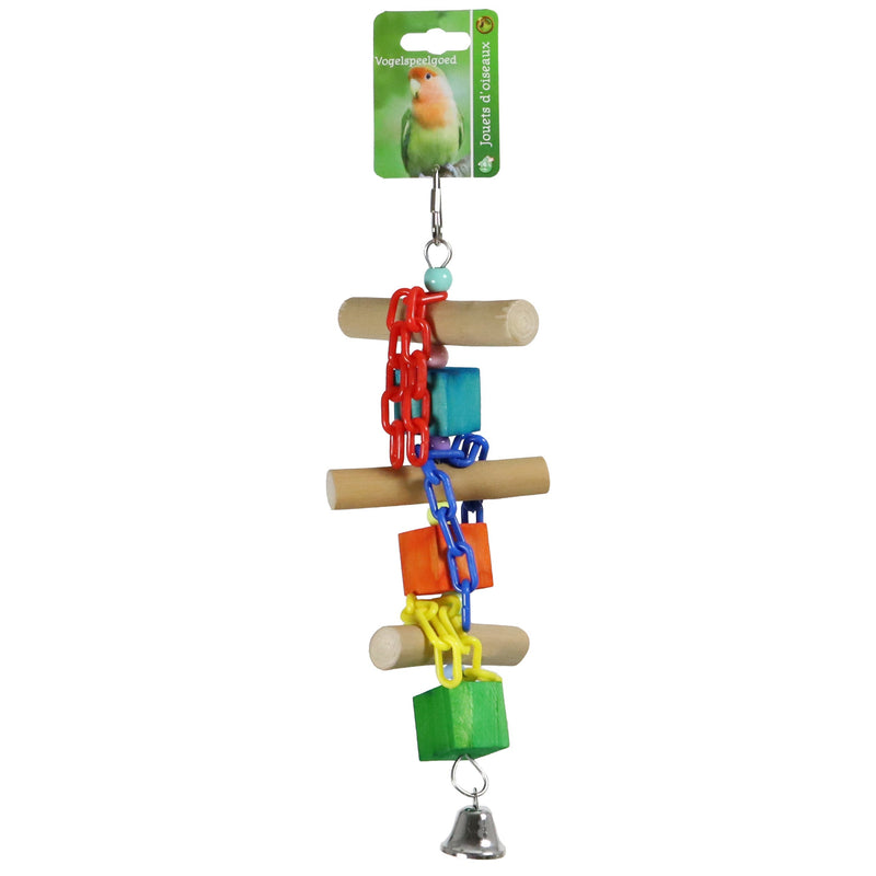 Vogelspeelgoed adder hout+ kralen + bel 30cm