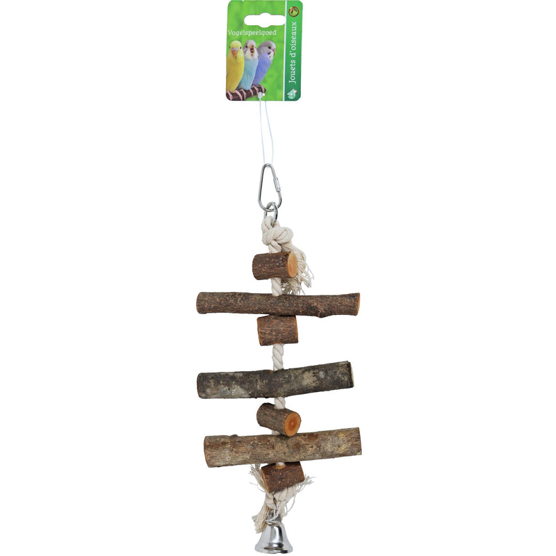 Vogelspeelgoed Boon Houten vogelspeelgoed 7x klos met touw en bel, 25 cm