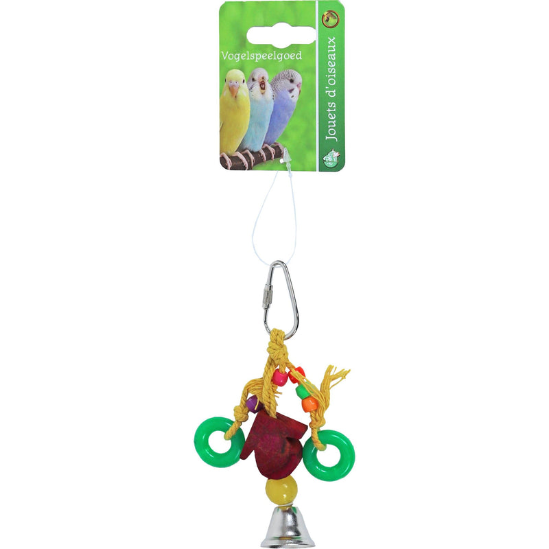 Vogelspeelgoed Boon houten huisje met ring en bel, 11 cm.