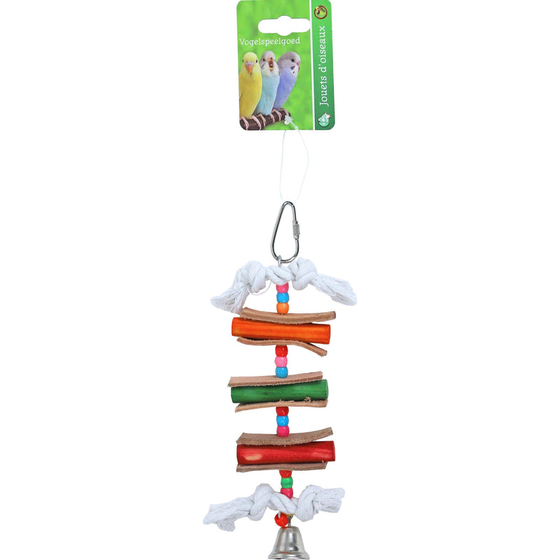 Vogelspeelgoed Boon houten ladder met leer en bel, 19 cm.