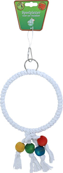 Vogelspeelgoed Boon vogelspeelgoed ring katoen met 4 houten klos, 20 cm.