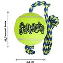 Honden speelgoed Kong hond Squeakair tennisbal met piep en touw, medium.