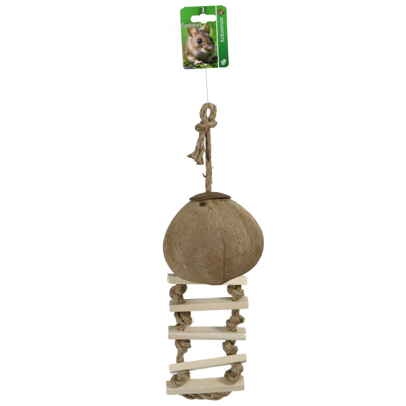 Vogelspeelgoed Boon kokosnoot + touwladder 30cm