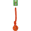 Honden speelgoed Boon hond speelgoed basketbal TPR oranje 8cm met touwlus