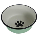 Honden/katten voeder waterbakken Boon eetbak RVS pawprint 13cm/470ml mintgreen