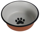 Honden/katten voeder waterbakken Boon eetbak RVS pawprint 13cm/470ml terracotta