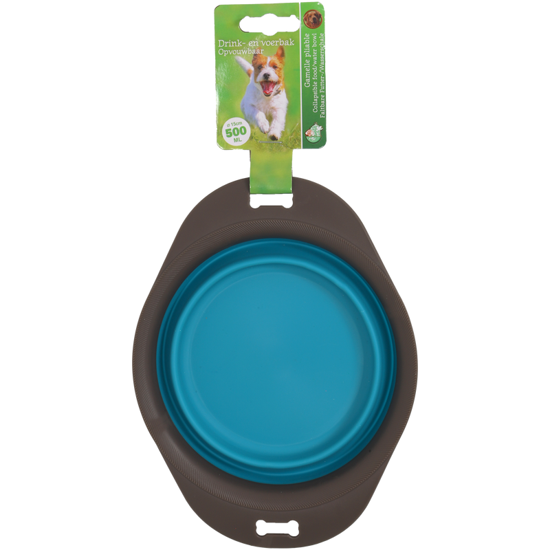 Honden/Katten voer/water bakken Boon opvouwbare voer/drinkbak voor auto en vakantie kleur  grijs/blauw 15/19/23 cm