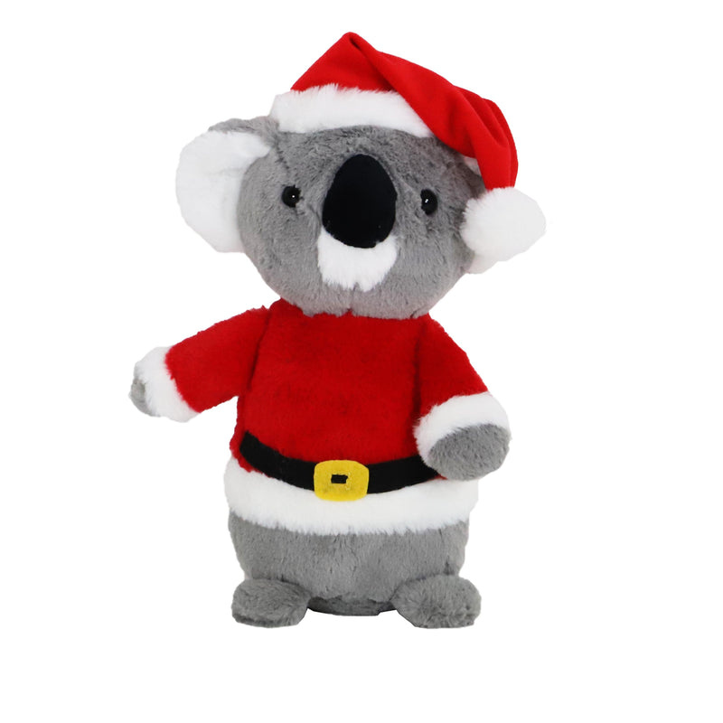 Hond speelgoed kerst koala pluche met kerstpak grijs 32cm