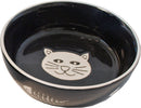 Katten voer/water bakken Boon kattendrinkschotel steen poes met graat zwart, Ø 13 cm.