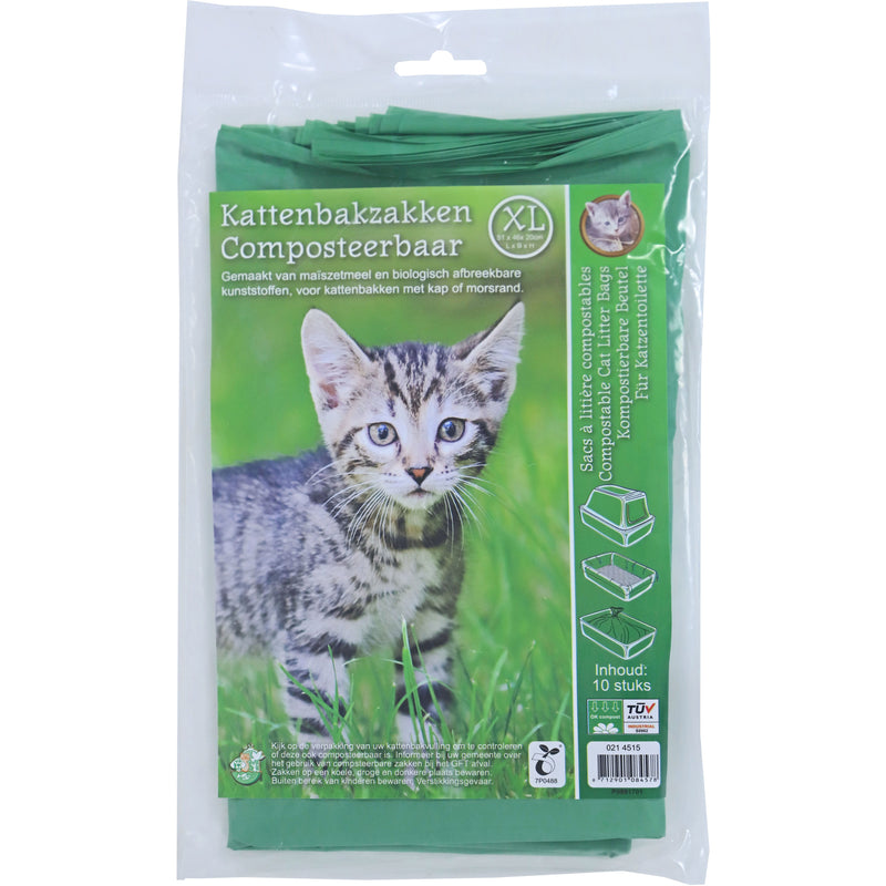 Boon kattenbakzak composteerbaar, groen XL pak a 10 stuks.
