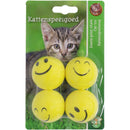 Kattenspeelgoed Boon kattenspeelgoed smileybal geel 4cm pak a 4 stuks