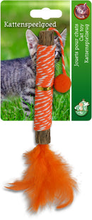 Kattenspeelgoed Boon kat speelgoed matabi+touw+veren en bel oranje 25cm