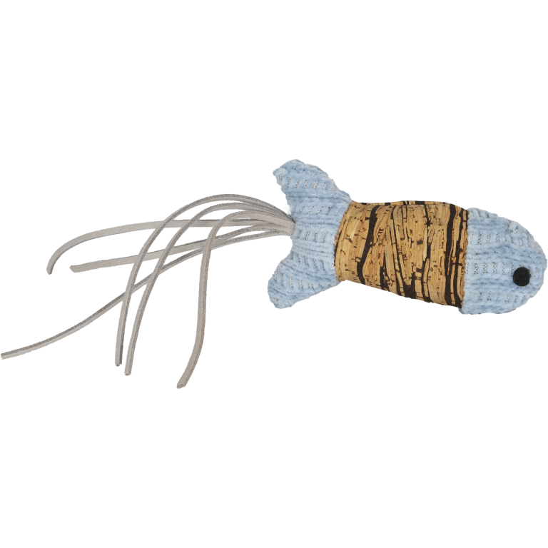 Kattenspeelgoed Boon kattenspeelgoed Boon katten speelgoed kurkvis+sluierstaart+ catnip blauw 20cm