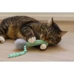 Kattenspeelgoed Boon kattenspeelgoed Boon katten speelgoed worstelspeeltje+kurk+veren+catnip blauw 23cm