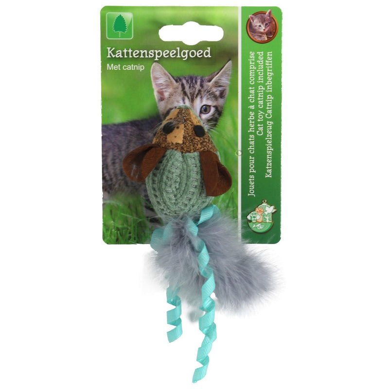 Kattenspeelgoed Boon katten speelgoed muis pluche+kurk+veren+catnip blauw 14cm