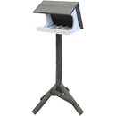 Vogelhuis Buitenvogel  Wintervogelhuis Voederplateau Mona met dak en pindakaaspot houder, grijs/wit.