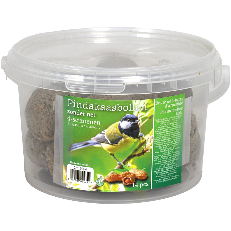Vogelvoeders Buitenvogels Mezenbollen Boon pindakaasbol zonder net 4-seizoenen emmer 14 stuks