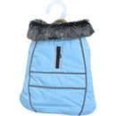 Honden jassen Boony hondenjas parka bontkraag lichtblauw,