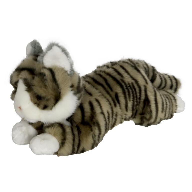 Boony natural decorations kat pluche liggend grijs 30 cm