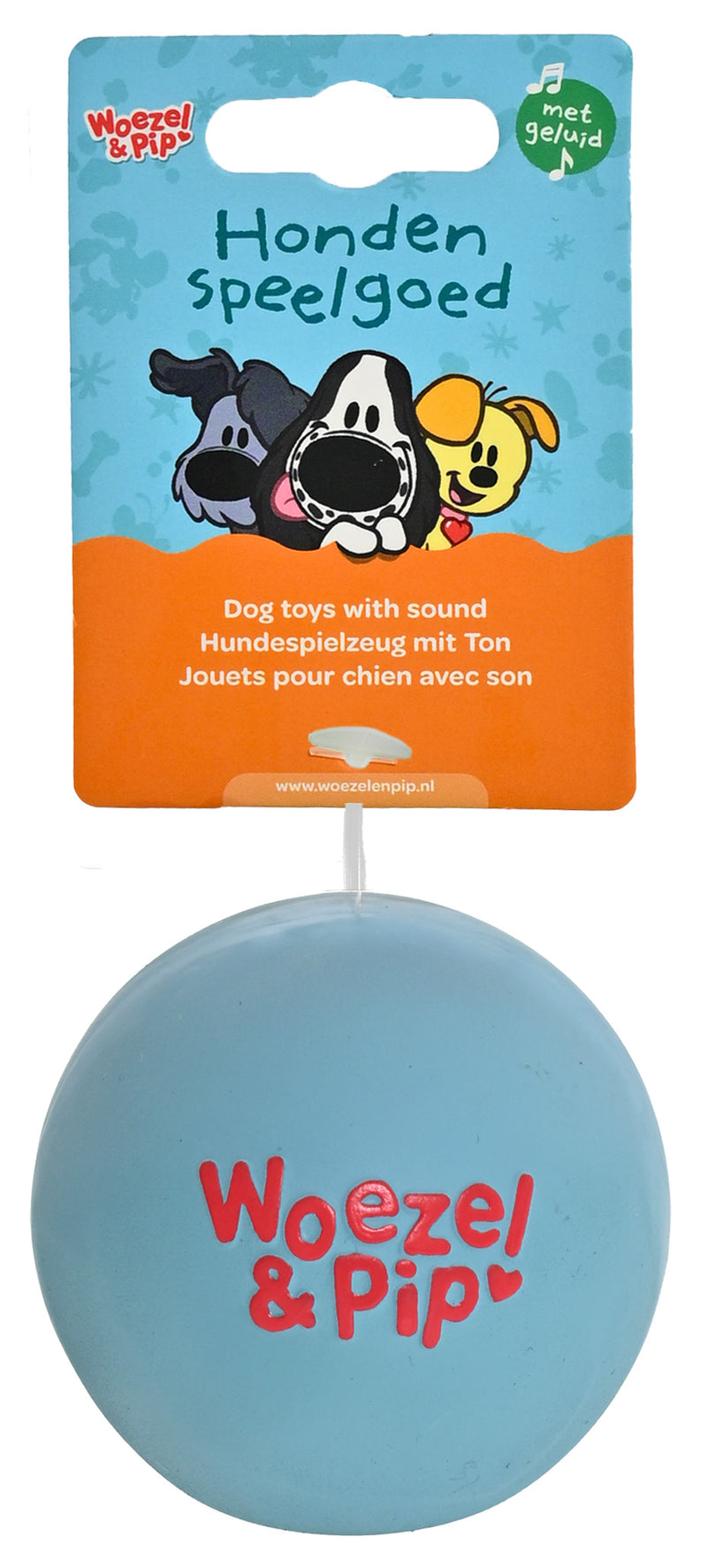 Hondenspeelgoed Speeltjes Woezel en Pip Latex woezel latex bal blauw  7,5 cm