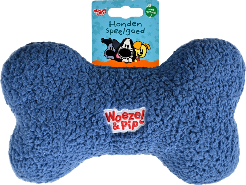 Hondenspeelgoed Speeltjes Woezel en Pip bot pluche+piep  blauw 20 cm