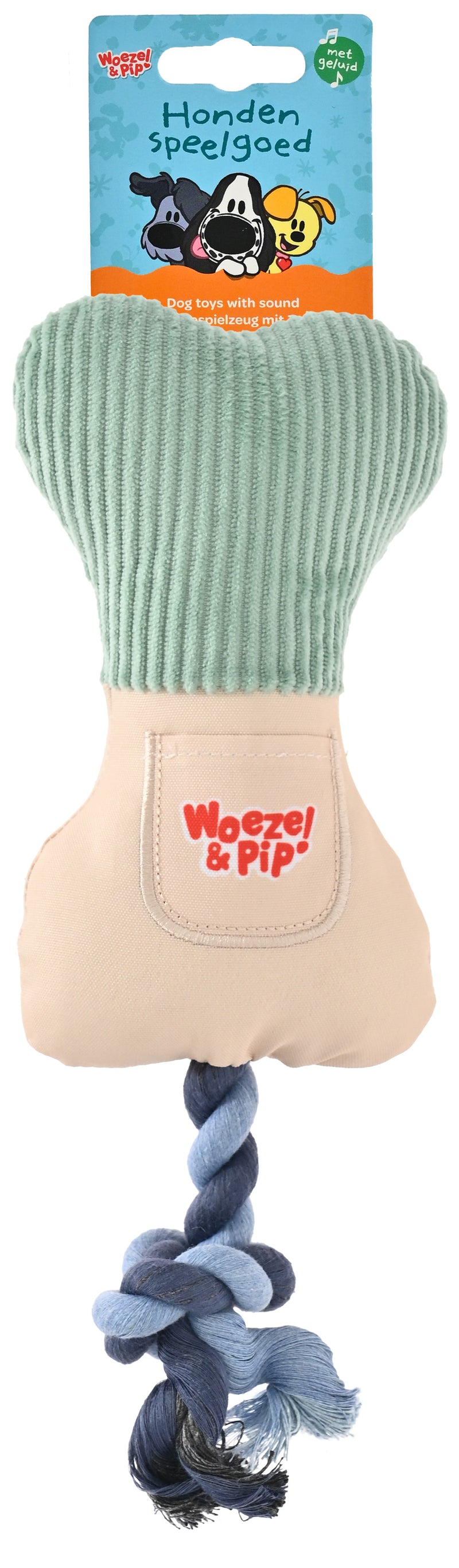 Hondenspeelgoed Speeltjes Woezel en Pip Snackbot + Piep groen/beige 30 cm