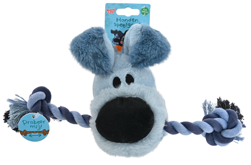 Hondenspeelgoed Speeltjes Woezel en Pip Pluche+Flostouw+Piep 35 cm