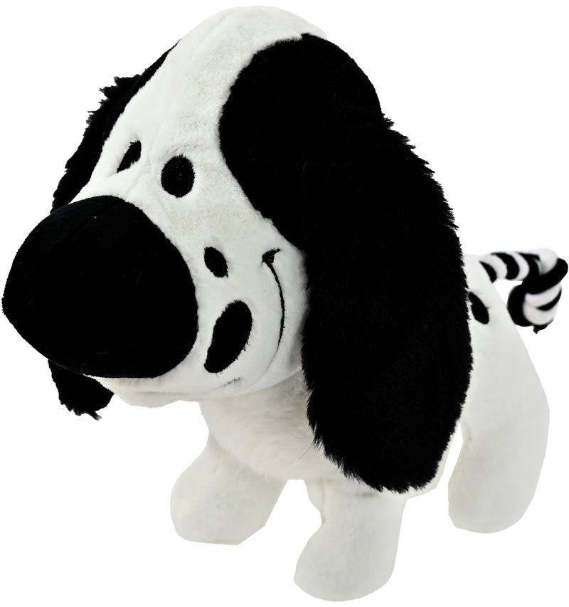 Hondenspeelgoed Speeltjes Woezel en Pip Charlie Pluche Staand+Piep Zwart/Wit 30 cm
