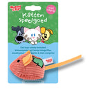 Kattenspeelgoed speeltjes Woezel en Pip Muis+Patch corduroy+catnip+bel rood 8 cm