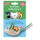 Kattenspeelgoed speeltjes Woezel en Pip Muis+Patch canvas+catnip+bel wit 8 cm