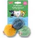 Kattenspeelgoed speeltjes Woezel en Pip speelbal pluche+catnip kaart 3 stuks 5 cm