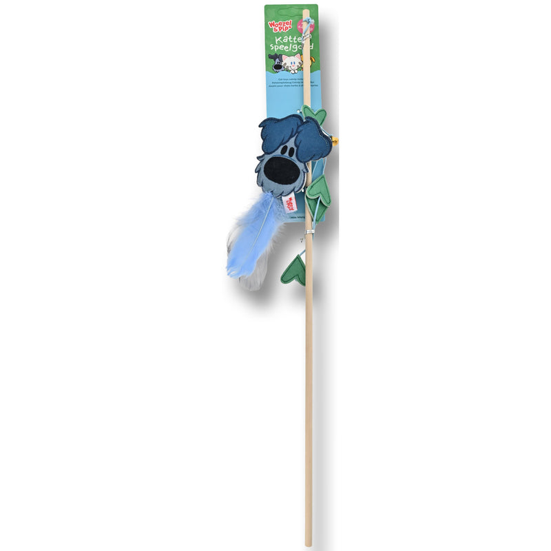 Kattenspeelgoed speeltjes Woezel en Pip Hengel hout met Woezel+hartjes+bel 60 cm