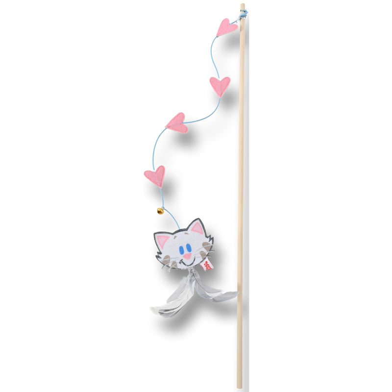 Kattenspeelgoed speeltjes Woezel en Pip Hengel hout+buurpoes+hartjes+bel 60 cm