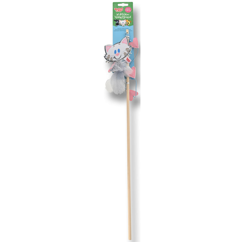 Kattenspeelgoed speeltjes Woezel en Pip Hengel hout+buurpoes+hartjes+bel 60 cm