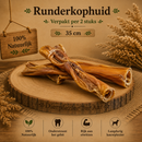 Honden snacks 100% natuurlijke runder kophuid 2 stuks 35 cm  ( Let op niet geschikt voor honden met allergieën  en pups die nog niet gewisseld hebben.)